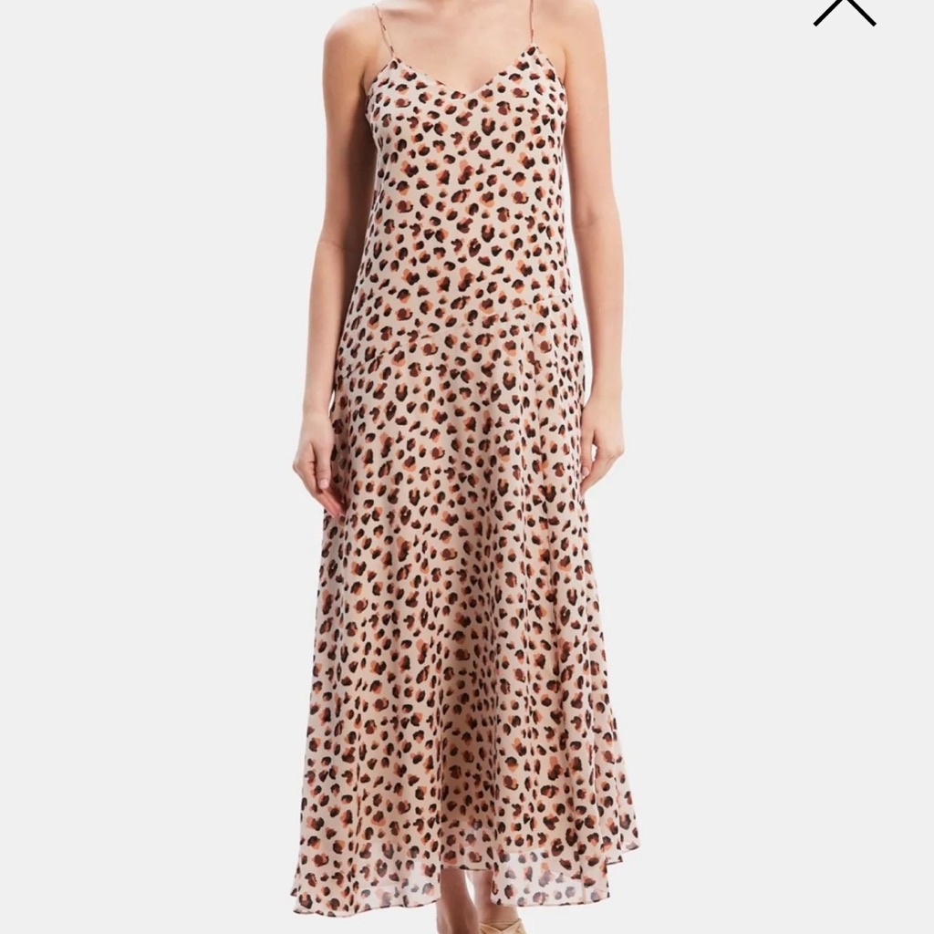 Theory Leopard Print Spaghetti Strap Dress Size 4 Nwt